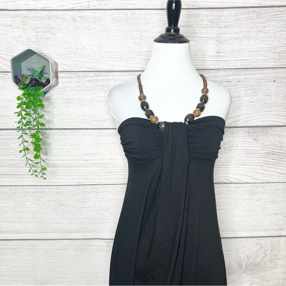 Black Beaded Halter Strapless Maxi Dress Size Small